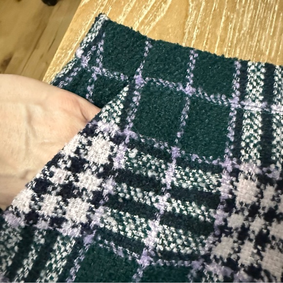 LOFT Boucle Plaid Tartan Tweed A-Line Mini Skirt Women’s 18 Preppy Lined Pockets - Picture 9 of 10
